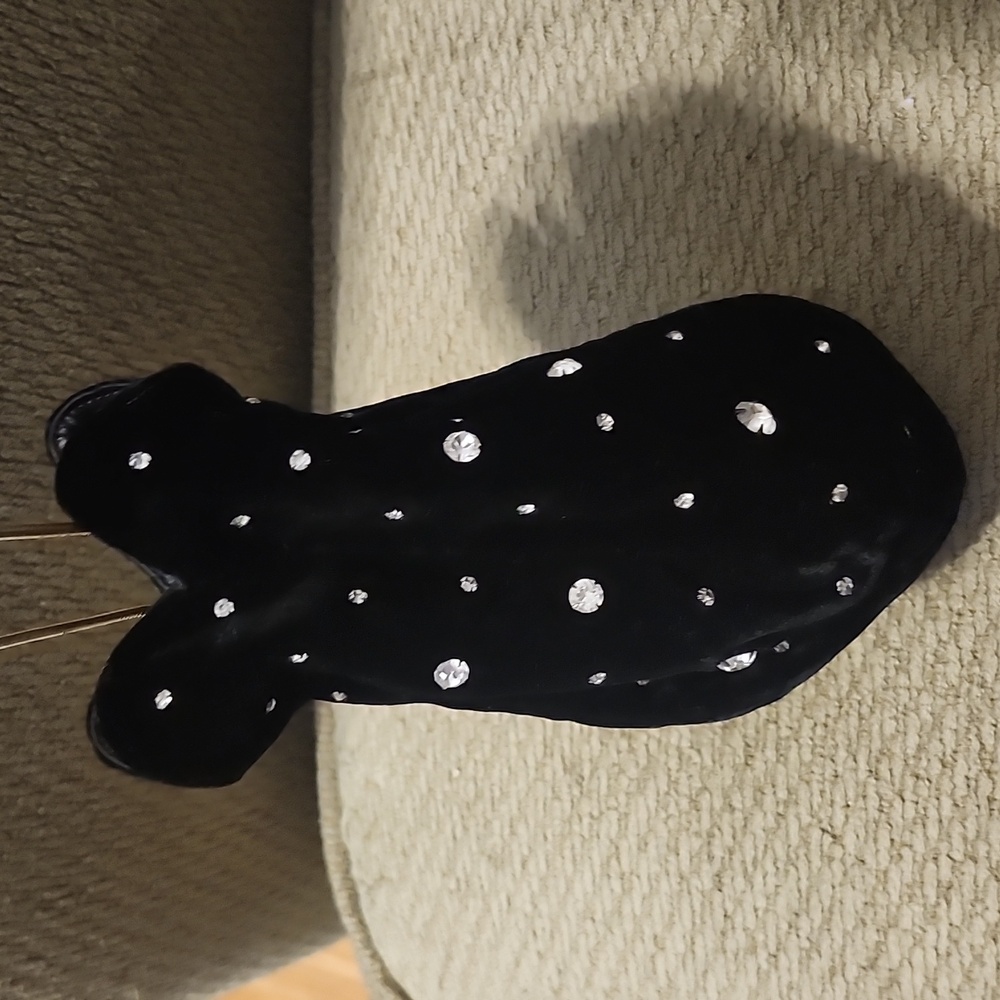 Black Velvet Pouch with Rhinestones